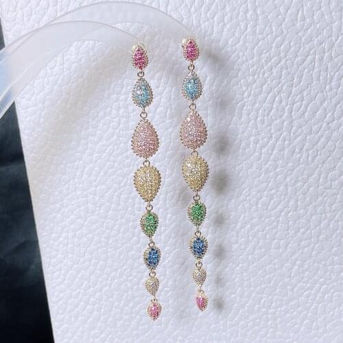 Eyer Special Unique Style Colorful Long Earrings For Female Cubic Zircon Gorgeous Dress-up Party Earrings Arсерьги 2021 тренд