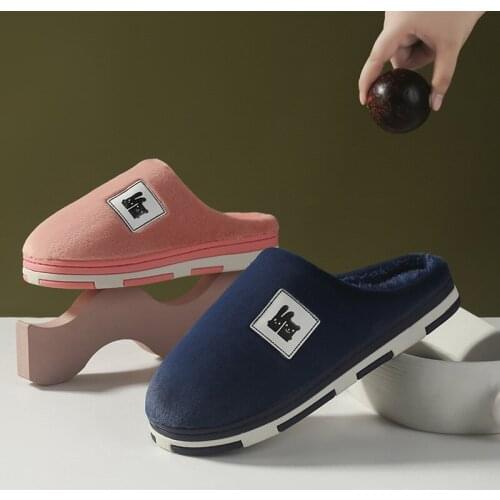 Female And Male Couple Winter Plush Slipper Mens Home Cotton Shoes Womens Warm Thickened Shoes Couple Lovely Indoor Slippers
