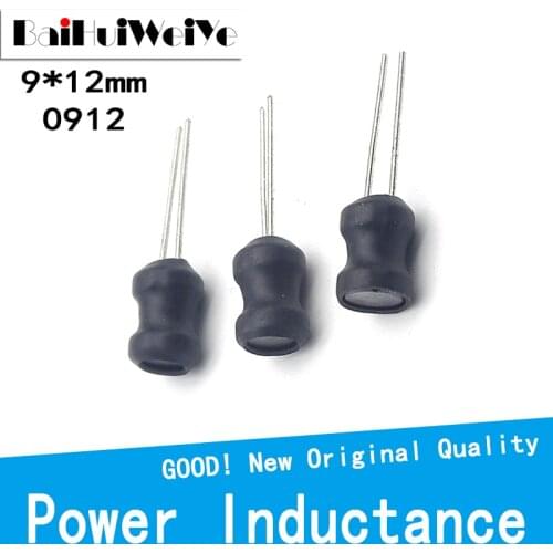 10Pcs/Lot 10Pcs DIP 0912 Power Inductor 9*12mm 2.2UH 4.7UH 10uH 22uH 100uH 220uH 330uH 470uH 4.7MH 10MH Inductance 6X8mm 2 PINS