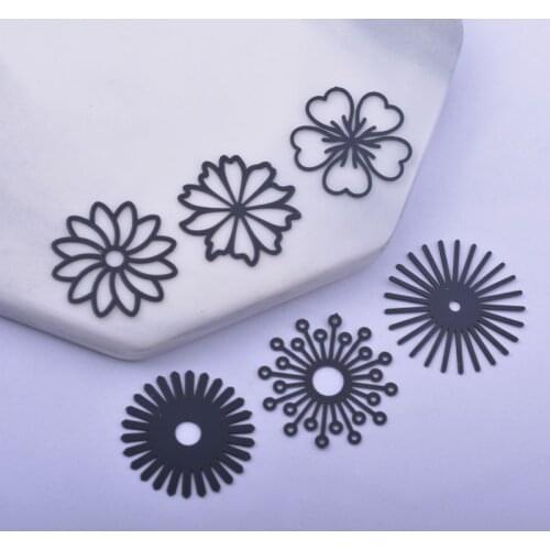 12pcs DIY Making Eearring Black Flower Shape Charms Jewelry Findings