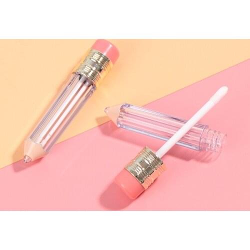 5pcs Mini Pencil Shape Sample Lip Balm Tubes Lipstick Refillable Bottles Vials Cosmetic DIY Empty Lip Gloss Tube Container Clear