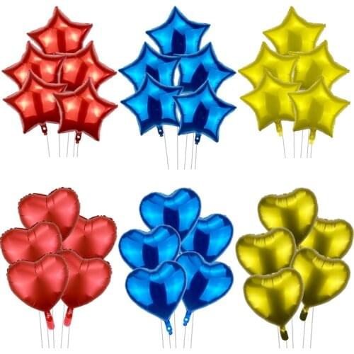 5pcs star aluminum film balloon birthday party supplies red yellow blue theme heart balloon wedding decoration baby shower toy