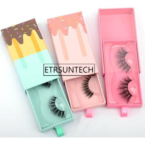 50pcs Popsicle Empty Lash Case Lash Boxes Empty Eyelash Packaging Box Rectangle Eyelash Drawer Paperboard Case