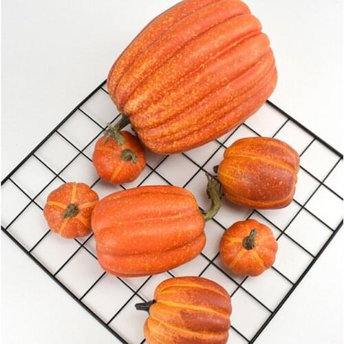 2021 New 7pcs Artificial Pumpkins Assorted Fake Simulation Pumpkin for Halloween Thanksgiving Party Home Decoration