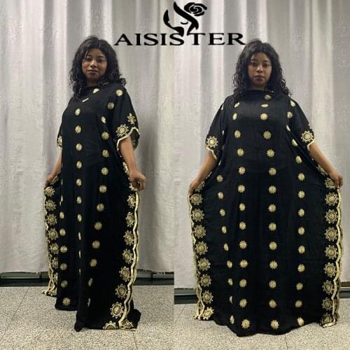 Dashiki African Women Kaftan Embroidery Long Dress Dubai Robe Longue Femme Muslim Fashion Abaya Ladies Clothing Boubou Afrieain