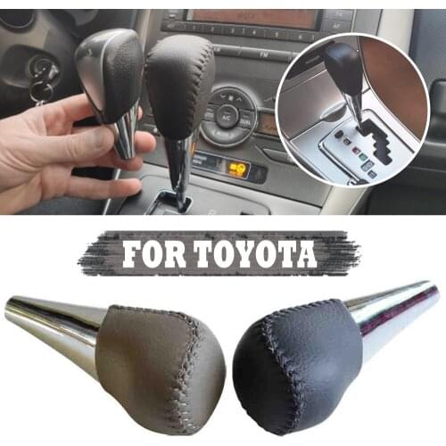 ABS Leather Automatic Gear Shift Knob Stick Shifter Lever For TOYOTA CROWN Black/Gray Leather