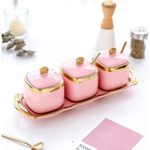 High-temperature firing Nordic ceramic Phnom Penh seasoning jar Kitchen storage seasoning box with four-piece set