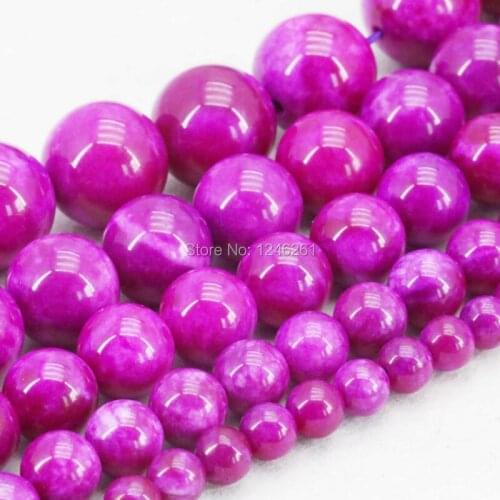 6 8 10 12 14mm Rose Purple Chalcedony Loose Stone Loose DIY Beads Gifts Women Girl Gem Accessories Craft Jewelry Making Design