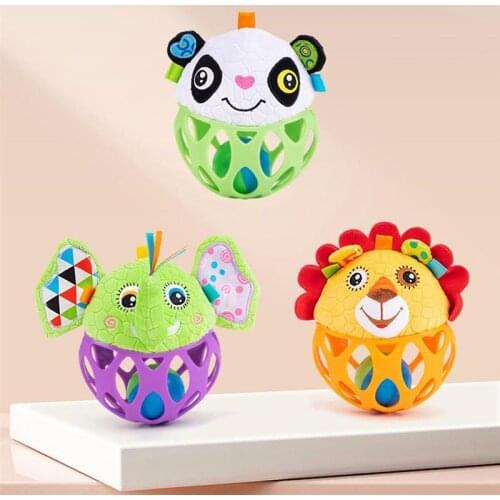 Baby Rattle Toys Cute Animal Baby Bell Balls Toy Sense Develop Soft Rubber Balls Learning Grip Ball Kids Gift