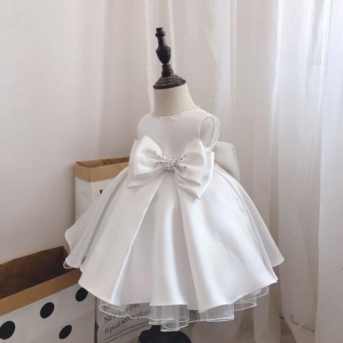 Baby Girl Lace Beading Princess Evening Frock for Wedding Party Kids Dresses for Toddler Girl Baptism Christening Clothing