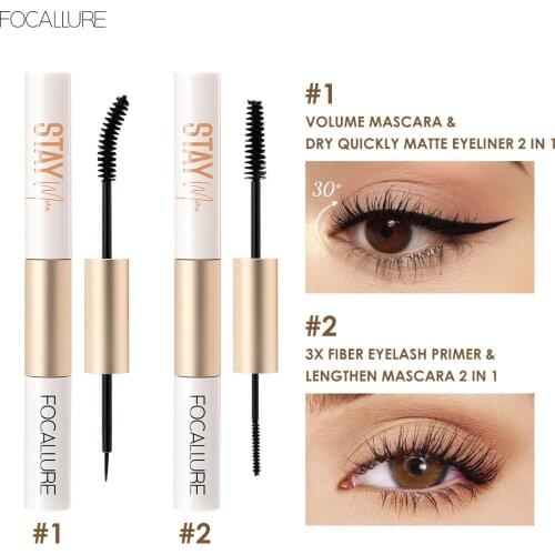 FOCALLURE Double Use Mascara Plus Eyeliner Pencil Waterproof Eye Makeup Curl Thick Lengthening Volume Eyelashes Cosmetics