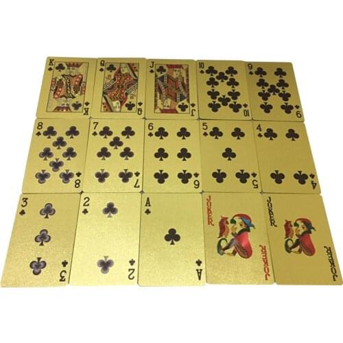 Hot Sale 24K Gold Playing Cards Poker Game Waterproof Foil Plated Joker Poker Play Cards Table Games Jeu De Carte 52 Cartes
