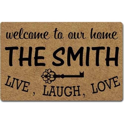Custom Family Name Personalized Doormat Welcome Live Laugh Love Door Mat Rubber Non-Slip Entrance Rug Floor Mat Funny Home Decor