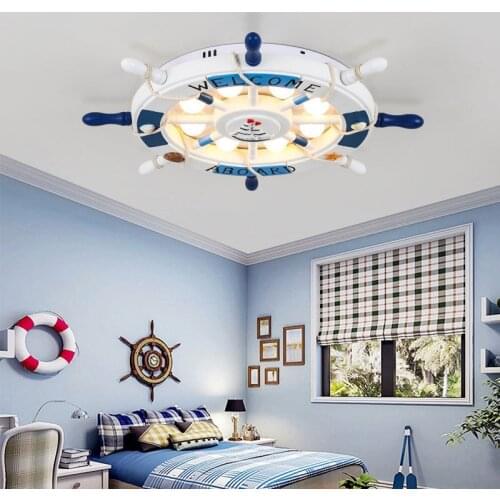 Creative Mediterranean ceiling lamp boat rudder light decor personality boy bedroom lamp girl cartoon kids room lamp CL030702