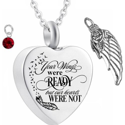 Cremation Jewelry Angel Wings Pendant Memorial Ashes Necklace Stainless Steel Name customization Cremation Ashes Urn Jewelry