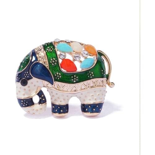 Fashion exquisite opal elephant brooch woman wedding party costume animal accessories brooches