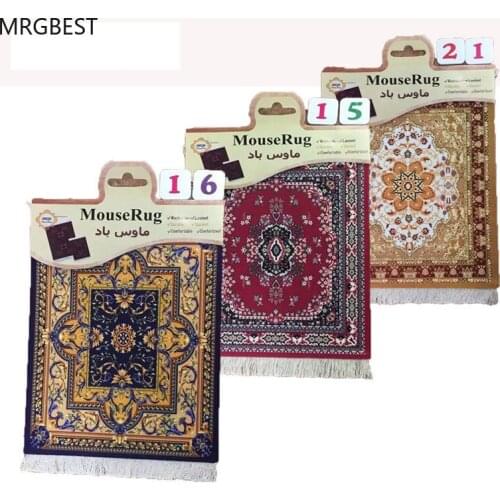MRGBEST Persian Mini Woven Rug Mat Mousepad Retro Style Carpet Pattern Cup Mouse Pad with Fring Home Office Table Decor Craft