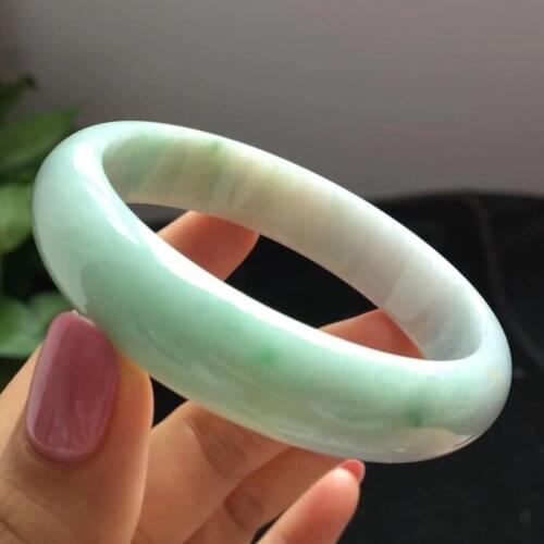 Send Certificate Pure Myanmar Jade A-Class 53mm-62mm Light Green Bracelet Elegant Princess Bracelet Send Mom to Girlfriend