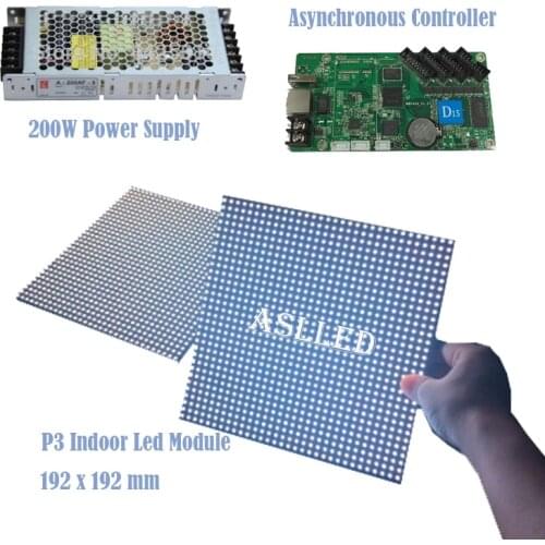 With controller and power supply system small led screen for LOGO HD display full color P3 indoor LED display module 192x192mm