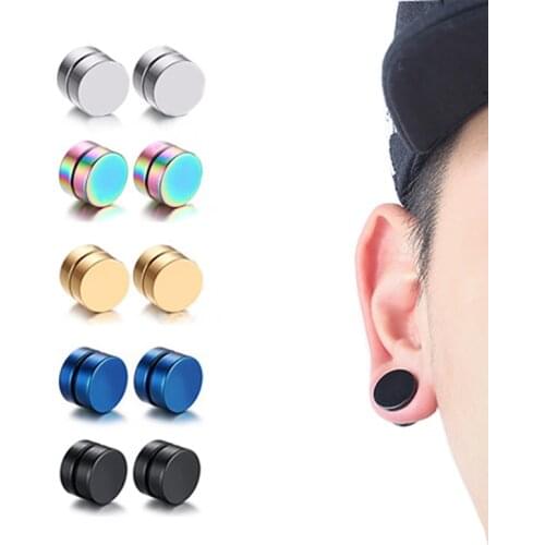 Trendy Mens Fashion Korean Version Without Pierced Earrings Earrings Magnet Magnet Male Ear Clip Single Simple Round