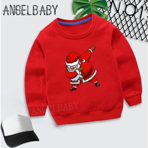 Boys Girls Sweatshirt Kids Merry Christmas Dabbing Santa Pattern Cartoon Hoodies Children Autumn Tops Cotton Clothes,KYT5112