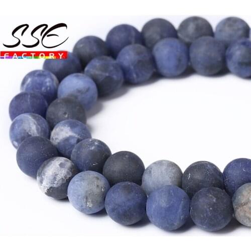 Dull Polished Blue sodalite Beads Natural Stone Round Loose Beads 15" 4 6 8 10 12MM For Jewelry Making Diy Bracelets Necklaces