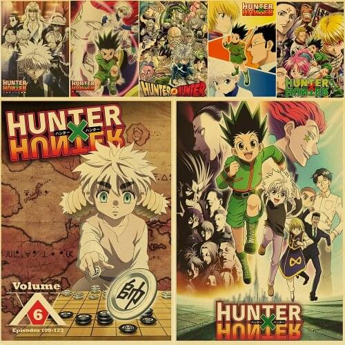Vintage HUNTER x HUNTER Jpanese Anime Retro Posters Kraft Paper Prints Home Room Bar Wall Decor Poster Art Painting