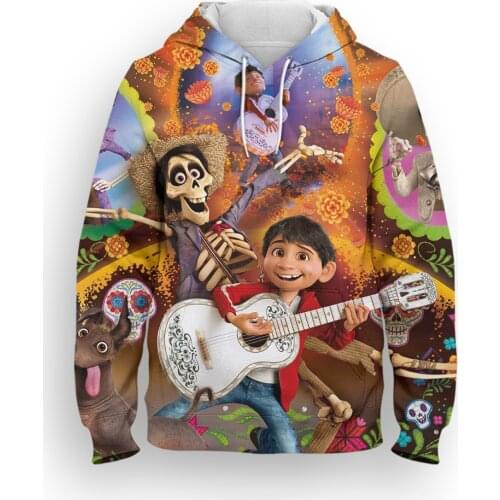 Disney Movie Coco 3D Print Womens Hoodies Casual Cartoon Anime Mens Sweatshirt Streetwear Harajuku Children Tracksuit