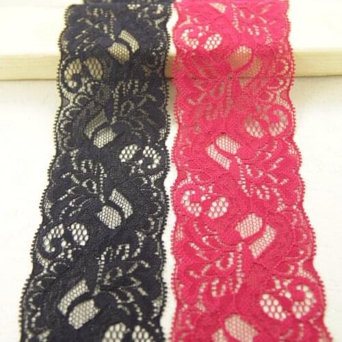 10 Yards 56mm Width Black, Dark Red Elastic Stretch Lace Trim Wedding Dress DIY Headband Sewing/garment Elastic Lace