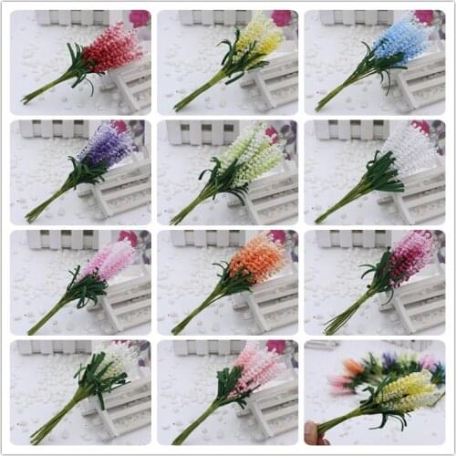 New 10pcs/bunch High Quality DIY Foam Artificial Lavender Flowers Bouquet For Wedding Party Scrapbooking Decoration Fake Flowers