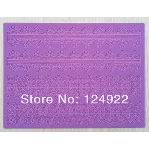 Wholesale 10Pcs/lot CT-007 Four Lace Soft 100% Platinum Silicone Cake Fondant Embossing Gum Paste Decorating Mold Tool