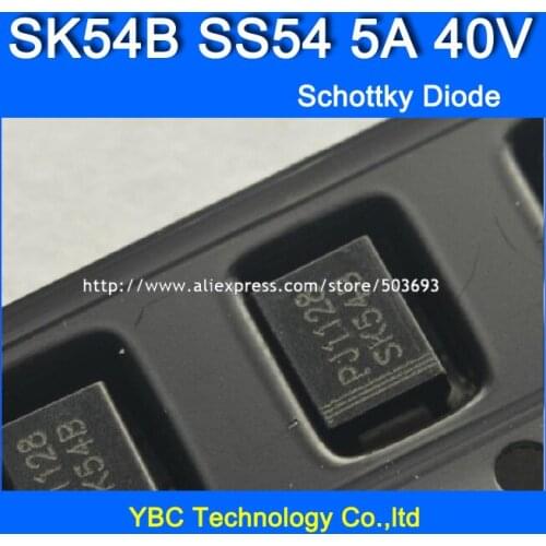 100pcs/lot SK54B SS54 SMB 5A/40V Schottky Diode