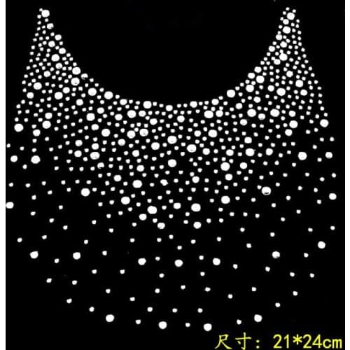2pc/lot Bling neckline rhinestones decor patches rhinestones motif hot fix iron on hot fix rhinestone transfer motifs