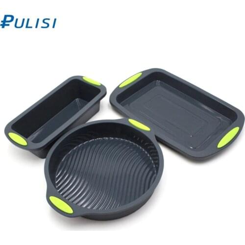 3 Pieces Silicone Bakeware Set Silicone Cake Molds Baking Sheet Non-Stick Silicone Loaf Pan for Baking Bread Cake
