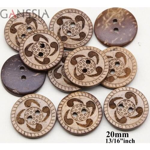 30pcs/lot Size: 20mm Round Natural Coconut 2 holes Buttons Whirling Design Button Accssories Sewing Button (ss-906)