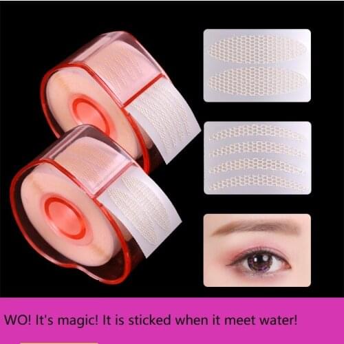 1 Roll 300pcs Water Sweat Proof Double Eyelid Tapes Lace No Glue Makeup Tools Eye Moon Tooth Type L Shape Transparent Portable