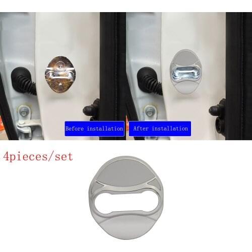 4 pcs silver Stainless Steel Car Door Lock Protective Buckle Cover case for Kia Sportage R Hyundai Elantra Sonata