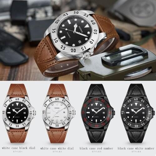 43mm Parnis Automatic Mechanical mens watch reloj hombre black dial date luminous Sapphire Glass 10atm Mechanical Wristwatch