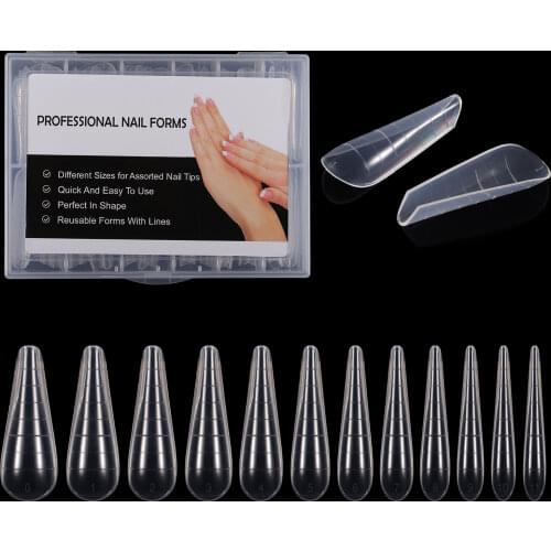 60/120pcs set French Extended Half Cover C Curve Dual Form False Tips Poly Nail Gel System Acrylic DIY stiletto Mold Forms