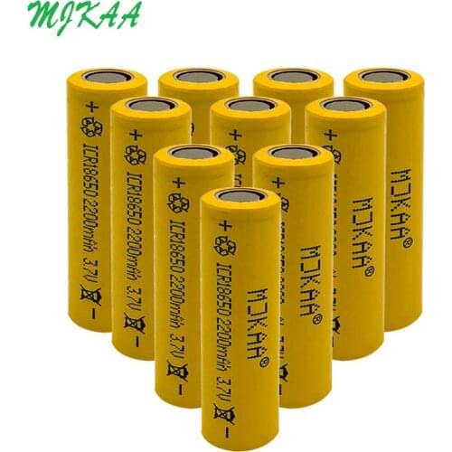 Hot-selling MJKAA 18650 Battery 3.7v 2200mAh Yellow Large-capacity Lithium Battery for Bright Flashlight, External Battery