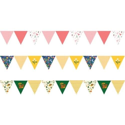 9 Pcs Flamingo Colorful Flags 16 x 16cm 2m Paper Colorful Banners for Decor Wedding Birthday Baby Year Annivery Party Decoration