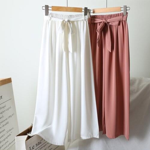 Pants Women Bow High Waist Loose Elegant Ladies All-match Trouser Womens Wide Leg Pant Korean Elastic Trendy Summer Pant Clothes