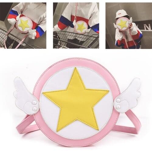 CardCaptor Card Captor Sakura Magic Star Wing Satchel Pink PU Cute Messenger Shoulder Bag Lolita Gift for Women Girl Cosplay