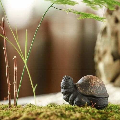 Purple Sand Fine Tea Carve Lucky Decoration Longevity Turtle Tea-Soaked Tea Pet Kung Fu Tea Cover Support Turtle Tea Accessories