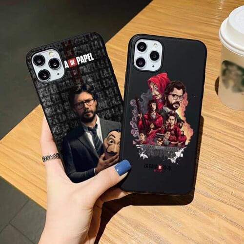 Black Soft Phone Case For iPhone SE 12mini 12pro 11pro Max 7 8 Plus XR Xs Max Spain TV Money Heist House Paper silicone cover