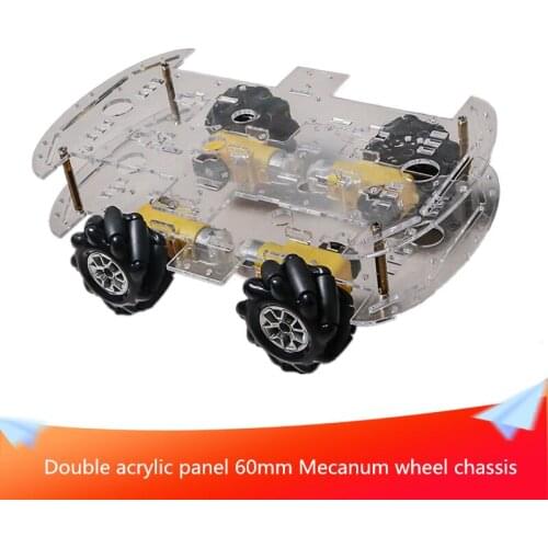 Double Panel 60mm Mecanum Wheel Chassis 4WD Remote Control Mobile Robot Metal Platform Kit 4pcs TT Motors DIY Maker Learning