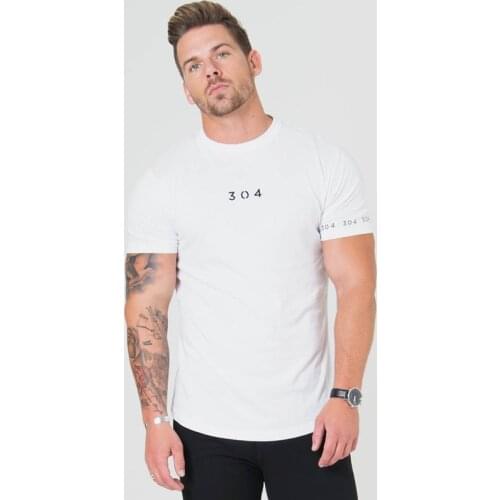 Mens Cotton T-shirt Summer New Fashion Casual Short Sleeve Tees Letter Printed Gym Tops Male Clothes Dropshipping