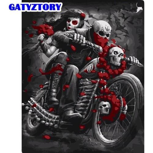 GATYZTORY DIY 40x50cm Painting By Numbers Horror Skull Oil Painting HandPainted Demon Acrylic Painting Home Decoration Gift