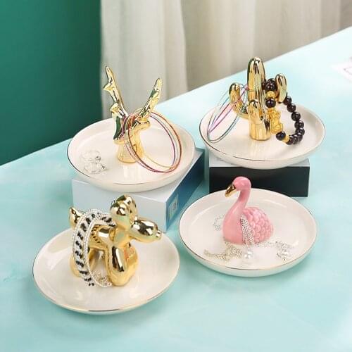 Ceramic jewelry ring tray earrings necklace storage tray makeup decoration girl gift storage rack