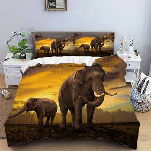 Elephant Bed Cover Set For Children 3D Animal Print Bedspread Twin Queen King Size Bedding Set Boys Quilt Cover Pillowcase